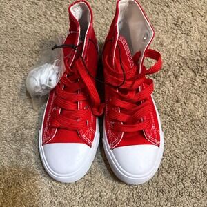 Thefashionsupply Parker HT Red Canvas High Top Sneakers Women Size 6